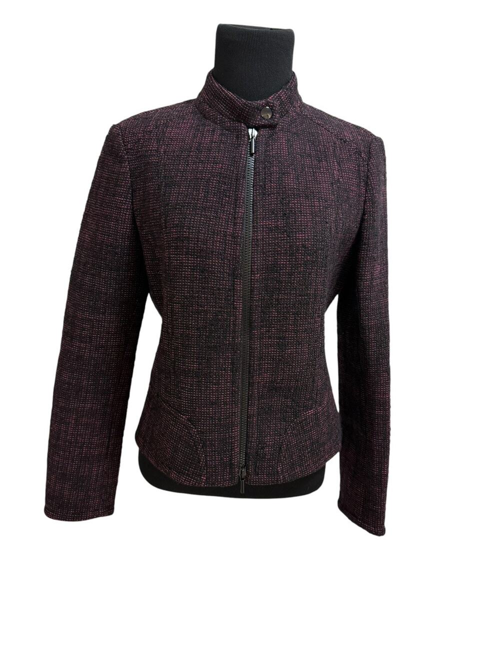 Akris Punto Wool Blend Tweed Blazer Jacket Women’s Pink Black Size 6
